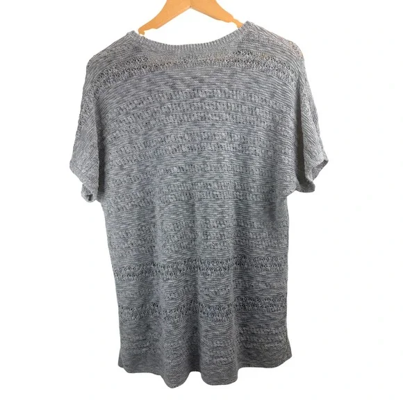 J‎ Jill Gray Marled Open Knit Short Sleeve Sweater Top Women's Sz M Comfy Beachy - Picture 2 of 9